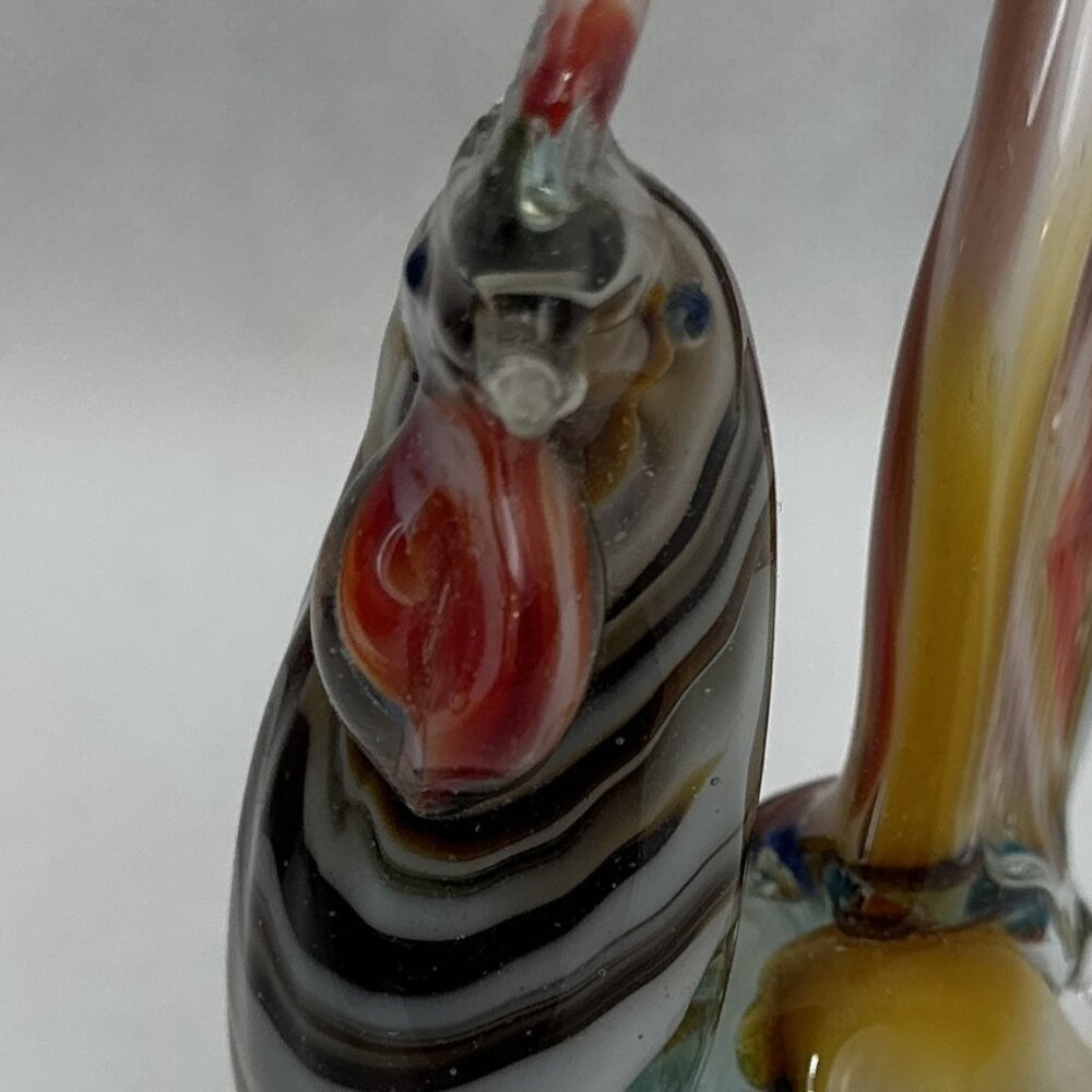 Vintage Blown Glass Murano Style Colorful Rooster Art Glass Figurine - Picture 2 of 6